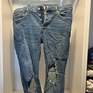 Topman Ripped-Kneecap Jeans